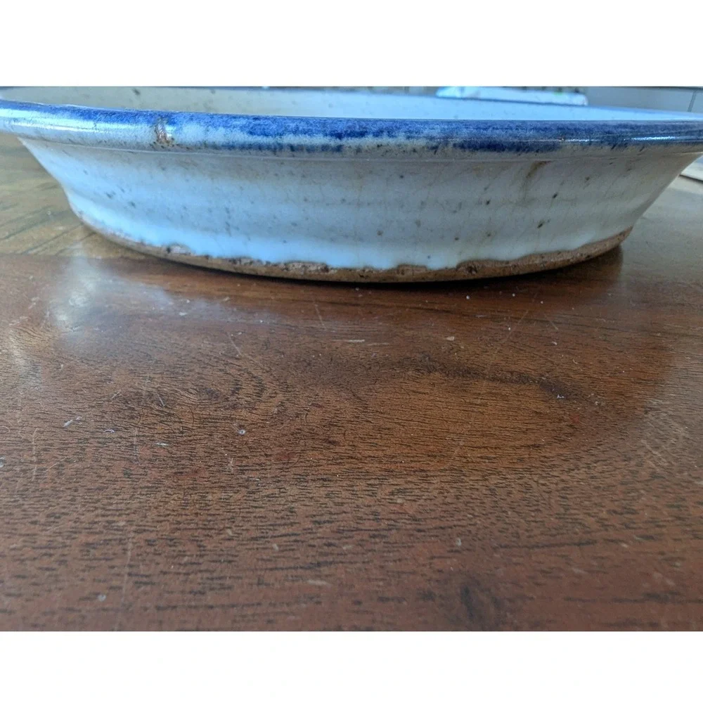 Vtg‎ Delaware Pottery Pie Dish Blue Gray Lauras Lemon Pie Stoneware 9 In Hope NJ